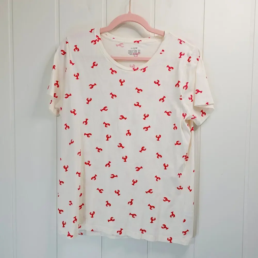 J.Crew Vintage Cotton All-Over Lobster T-Shirt Collector Tee Size L - Picture 1 of 6